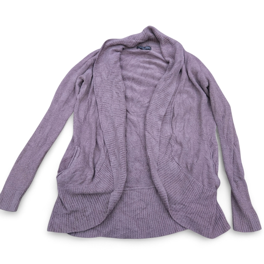 Barefoot Dreams LIKE NEW cardigan Cozy Soft Sweater Sable Xs Small Gray Purple